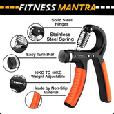 Fitness Mantra® Weight Adjustable Hight Quality Hand Gripper for Men & Women |Hand Grip|Finger Exerciser|Power Gripper|Hand Exerciser Equipment|Hand Strengtheners| Color Bhagwa| 10KG-40KG|